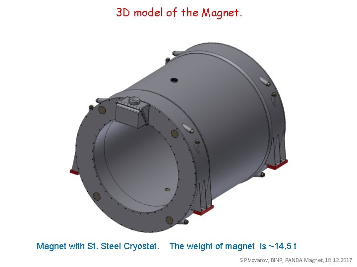 3 D model of the Magnet with St. Steel Cryostat. The weight of magnet