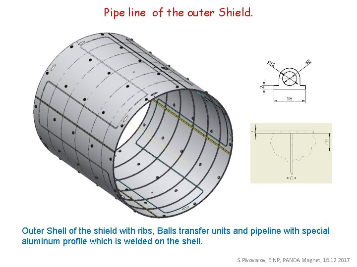 Pipe line of the outer Shield. Outer Shell of the shield with ribs, Balls