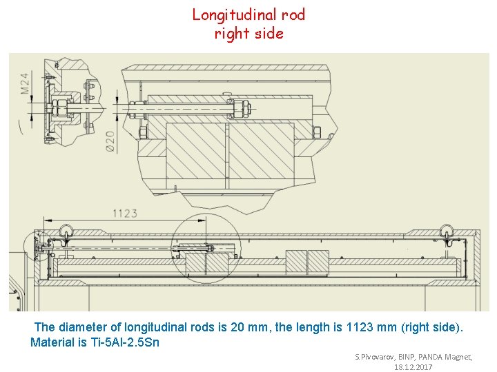 Longitudinal rod right side The diameter of longitudinal rods is 20 mm, the length