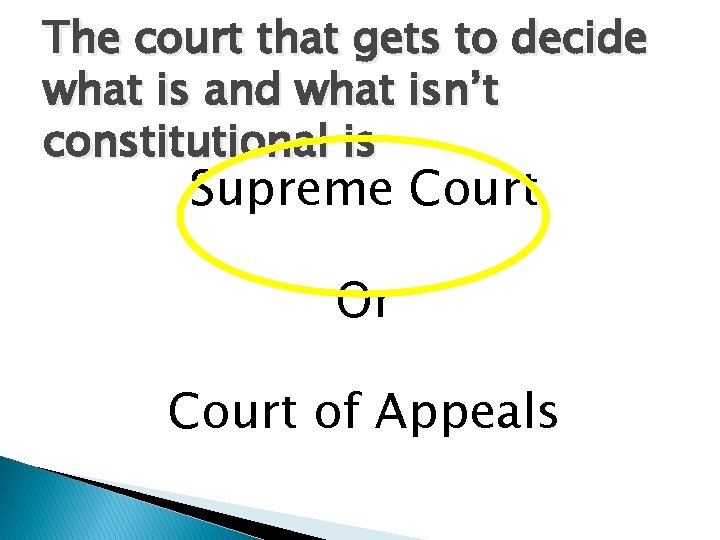 The court that gets to decide what is and what isn’t constitutional is Supreme