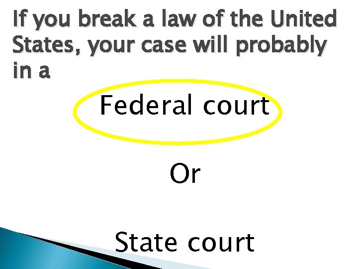 If you break a law of the United States, your case will probably in