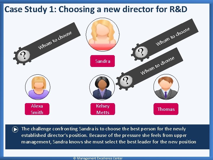 Case Study 1: Choosing a new director for R&D e oos o t m