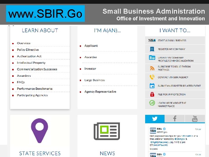 www. SBIR. Go v Small Business Administration Office of Investment and Innovation 