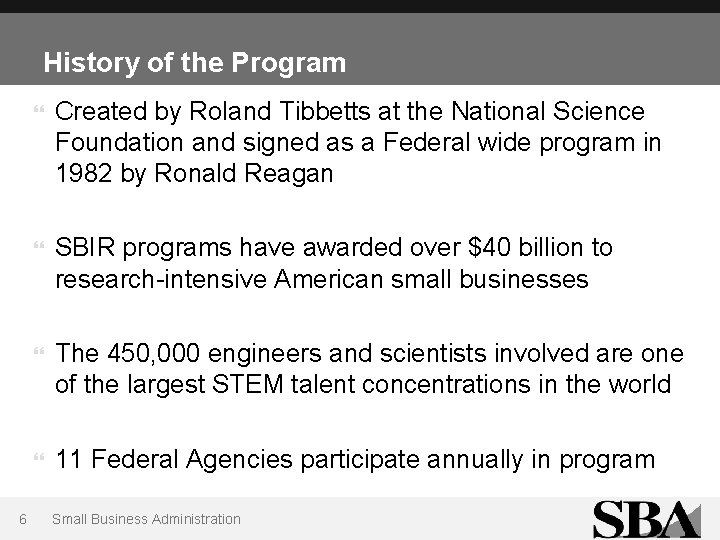 History of the Program Created by Roland Tibbetts at the National Science Foundation and