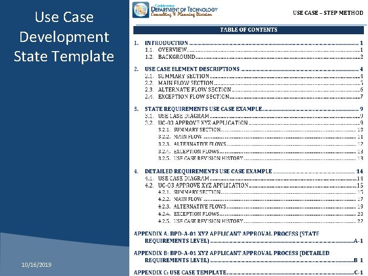 Use Case Development State Template 10/16/2019 24 