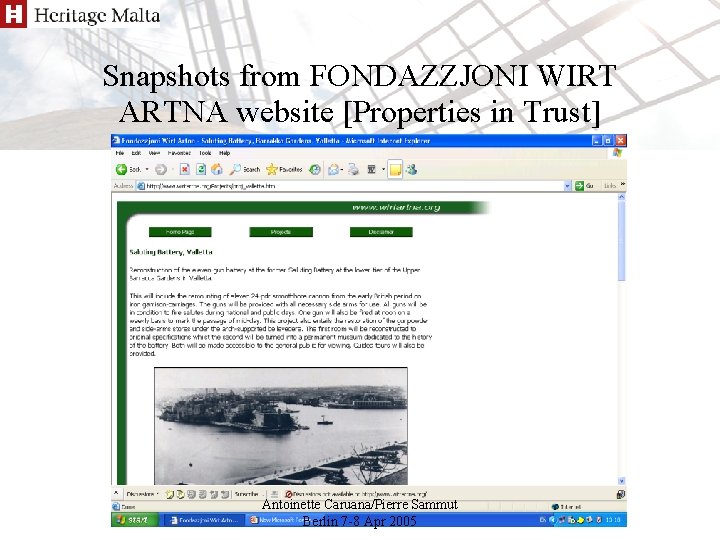 Snapshots from FONDAZZJONI WIRT ARTNA website [Properties in Trust] Antoinette Caruana/Pierre Sammut Berlin 7