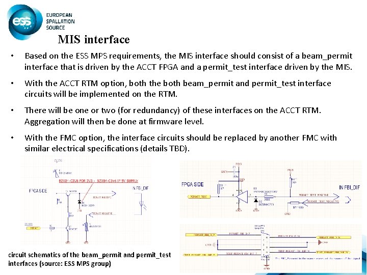 MIS interface • Based on the ESS MPS requirements, the MIS interface should consist
