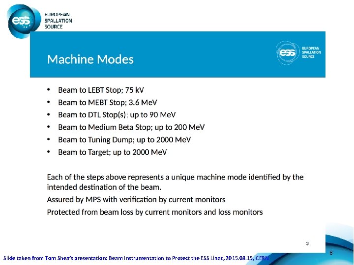 Slide taken from Tom Shea’s presentation: Beam Instrumentation to Protect the ESS Linac, 2015.