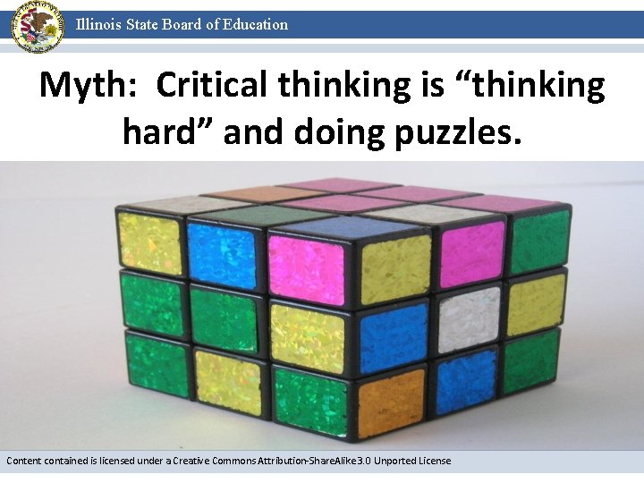 Illinois State Board of Education Myth: Critical thinking is “thinking hard” and doing puzzles.