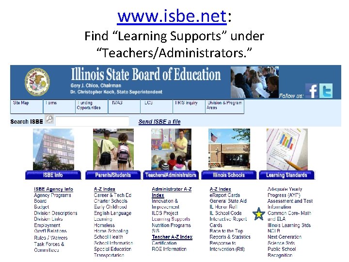 www. isbe. net: Find “Learning Supports” under “Teachers/Administrators. ” 