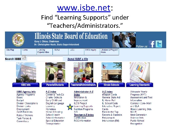 www. isbe. net: Find “Learning Supports” under “Teachers/Administrators. ” 