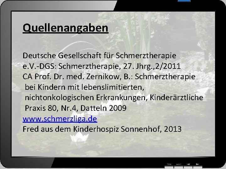 Quellenangaben Deutsche Gesellschaft für Schmerztherapie e. V. -DGS: Schmerztherapie, 27. Jhrg. , 2/2011 CA