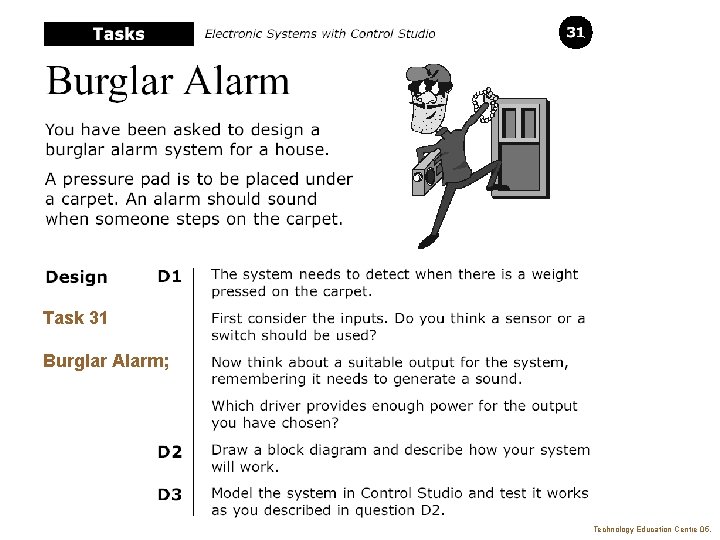 Task 31 Burglar Alarm; Technology Education Centre 05. 