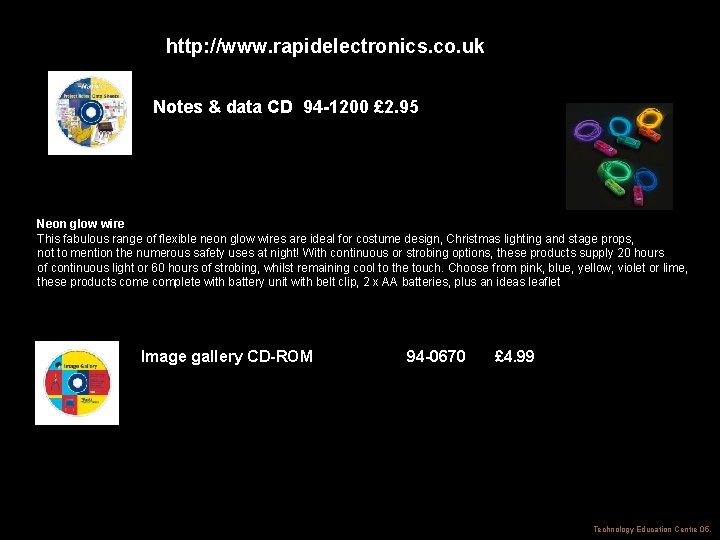 http: //www. rapidelectronics. co. uk Notes & data CD 94 -1200 £ 2. 95