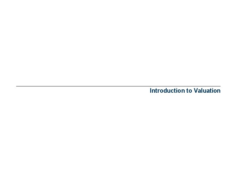 Introduction to Valuation 