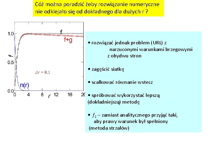 Cóż można poradzić żeby rozwiązanie numeryczne nie odklejało się od dokładnego dla dużych r