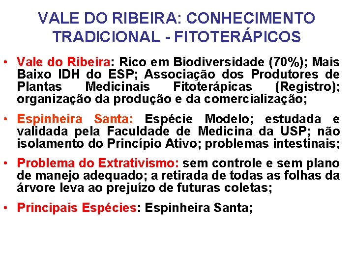 VALE DO RIBEIRA: CONHECIMENTO TRADICIONAL - FITOTERÁPICOS • Vale do Ribeira: Rico em Biodiversidade