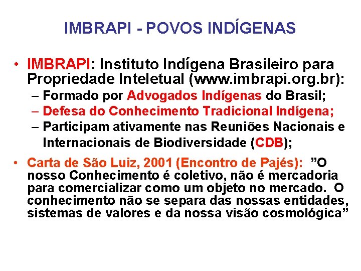 IMBRAPI - POVOS INDÍGENAS • IMBRAPI: Instituto Indígena Brasileiro para Propriedade Inteletual (www. imbrapi.