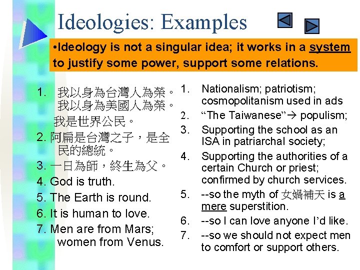 Ideologies: Examples • • Ideology not a singular in aideology system Which of is