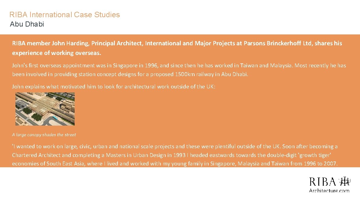 RIBA International Case Studies Abu Dhabi RIBA member John Harding, Principal Architect, International and