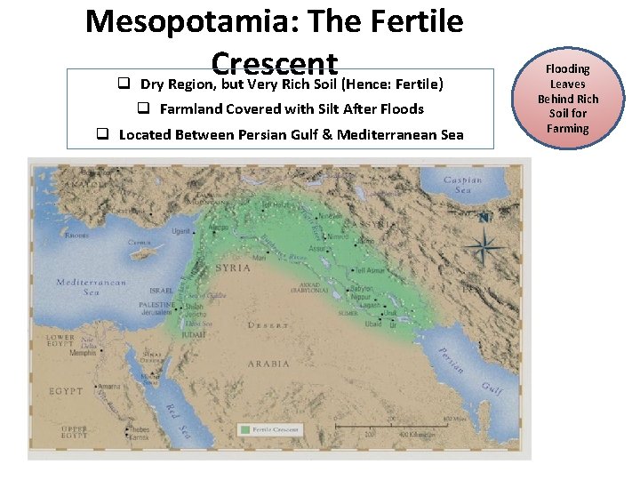 Mesopotamia: The Fertile Crescent q Dry Region, but Very Rich Soil (Hence: Fertile) q