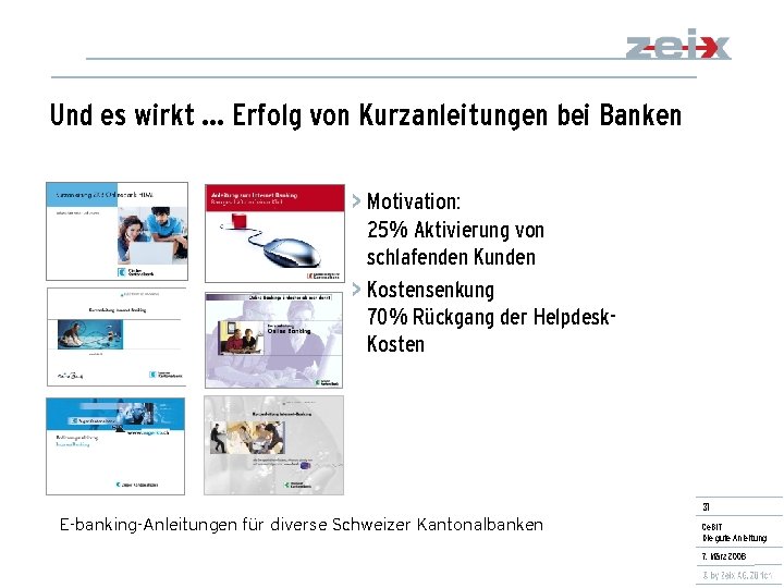 Und es wirkt … Erfolg von Kurzanleitungen bei Banken > Motivation: 25% Aktivierung von