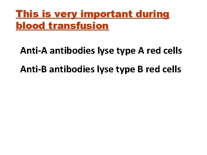 This is very important during blood transfusion Anti-A antibodies lyse type A red cells