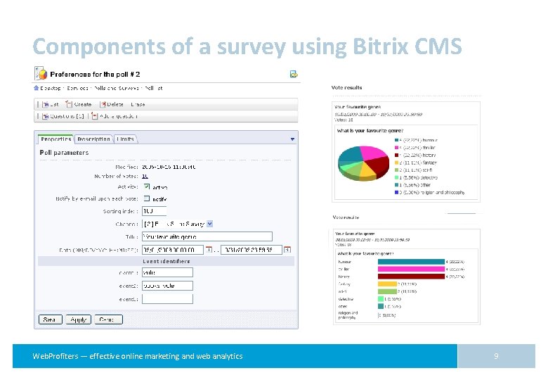 Components of a survey using Bitrix CMS Web. Profiters — effective online marketing and