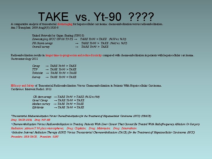 TAKE vs. Yt-90 ? ? A comparative analysis of transarterial downstaging for hepatocellular carcinoma: