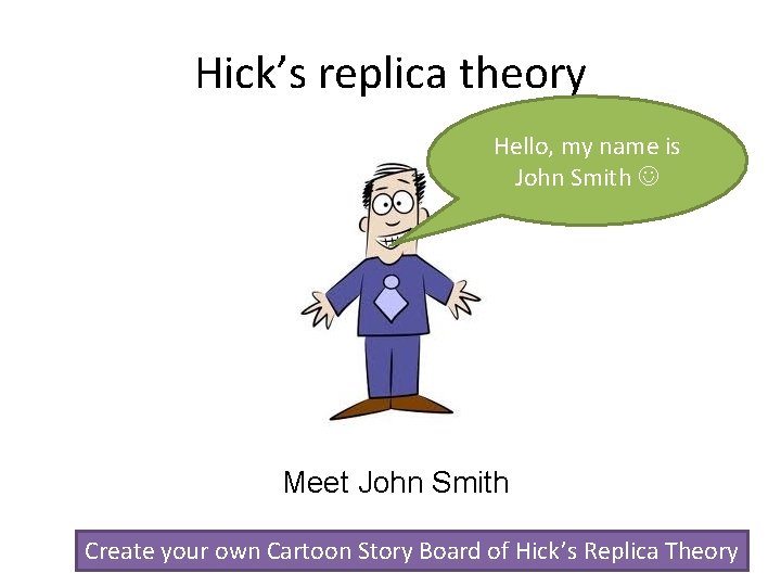 Hick’s replica theory Hello, my name is John Smith Meet John Smith Create your