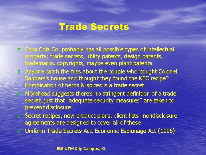 Trade Secrets z Coca Cola Co. probably has all possible types of intellectual property: