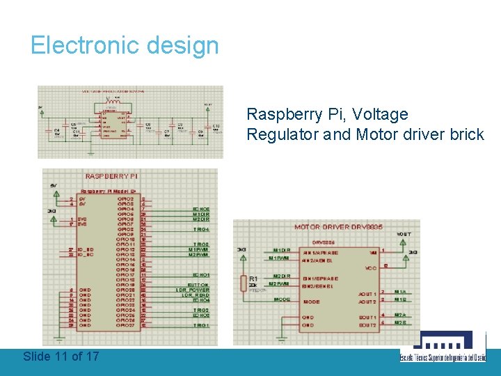 Electronic design Raspberry Pi, Voltage Regulator and Motor driver brick Slide 11 of 17
