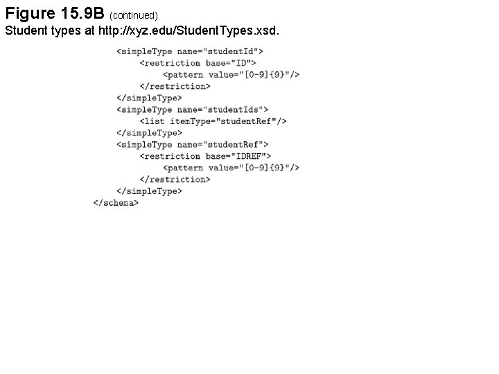 Figure 15. 9 B (continued) Student types at http: //xyz. edu/Student. Types. xsd. 