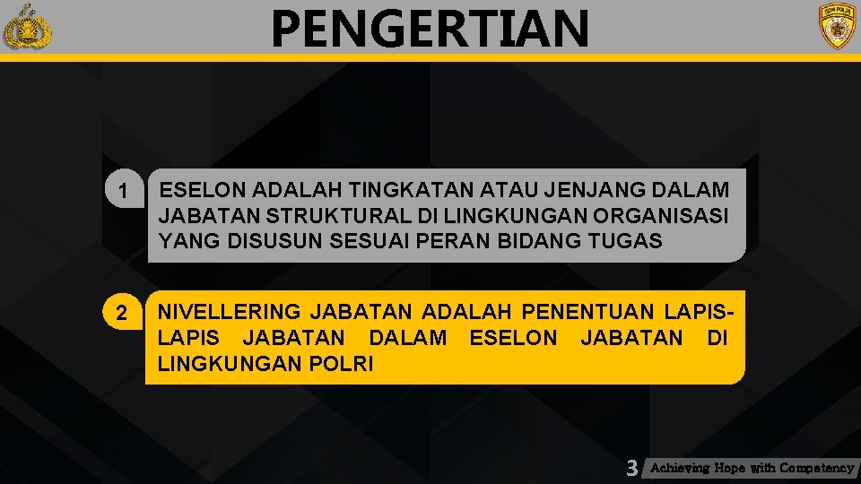 PENGERTIAN 1 ESELON ADALAH TINGKATAN ATAU JENJANG DALAM JABATAN STRUKTURAL DI LINGKUNGAN ORGANISASI YANG