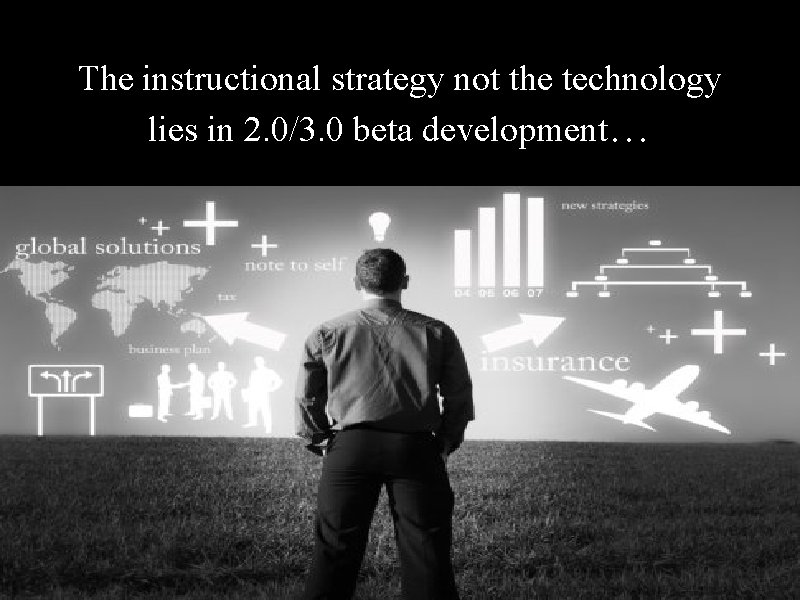 The instructional strategy not the technology lies in 2. 0/3. 0 beta development… 