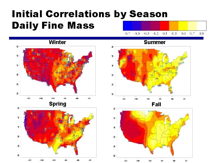 Initial Correlations by Season Daily Fine Mass Winter Spring Summer Fall 