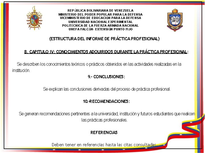 REPÚBLICA BOLIVARIANA DE VENEZUELA MINISTERIO DEL PODER POPULAR PARA LA DEFENSA VICEMINISTERIO DE EDUCACIÓN