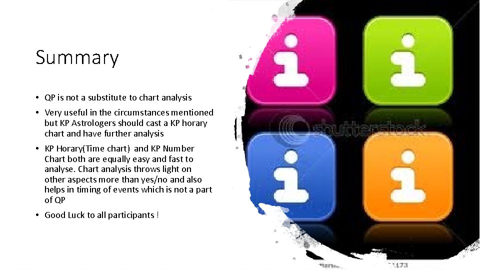 Summary • QP is not a substitute to chart analysis • Very useful in