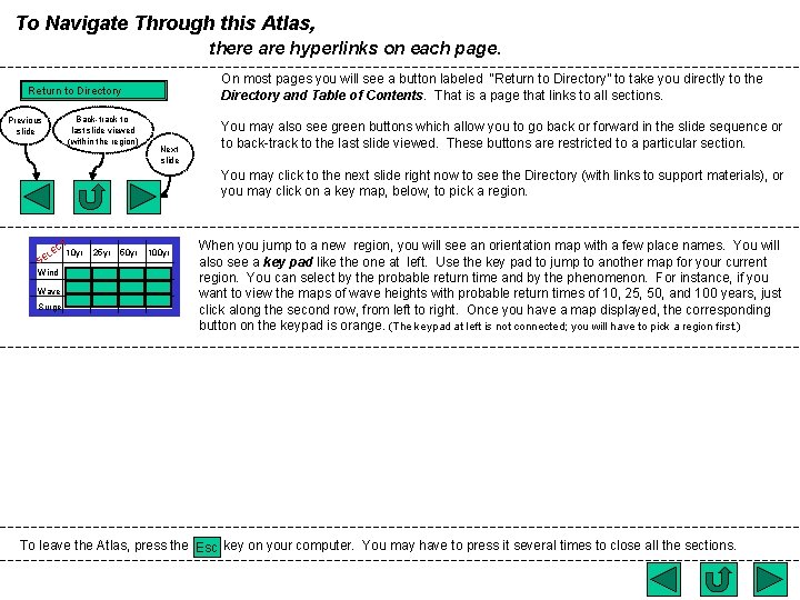 To Navigate Through this Atlas, there are hyperlinks on each page. On most pages