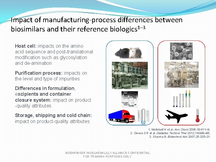 Impact of manufacturing-process differences between biosimilars and their reference biologics 1– 3 Host cell: