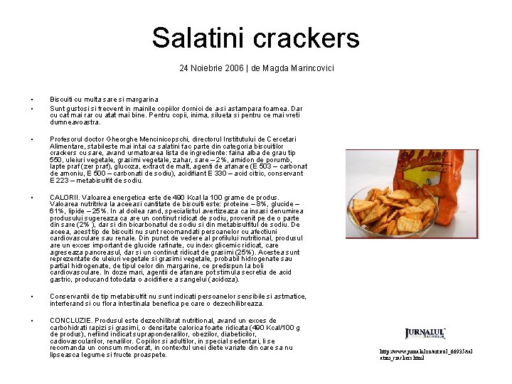 Salatini crackers 24 Noiebrie 2006 | de Magda Marincovici • • Biscuiti cu multa