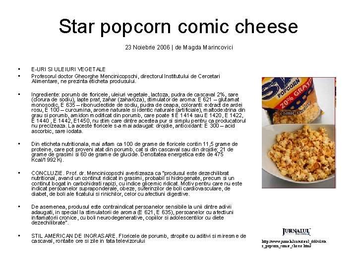 Star popcorn comic cheese 23 Noiebrie 2006 | de Magda Marincovici • • E-URI