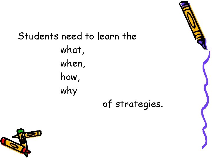 Students need to learn the what, when, how, why of strategies. 