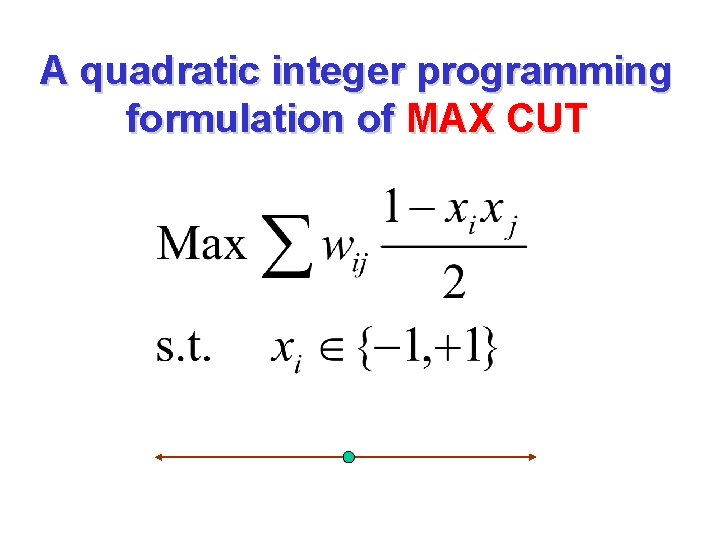 A quadratic integer programming formulation of MAX CUT 