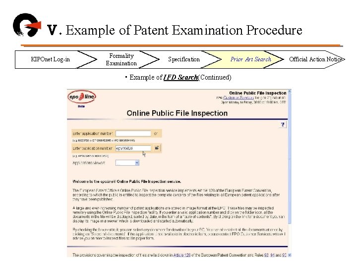 Ⅴ. Example of Patent Examination Procedure KIPOnet Log-in Formality Examination Specification Prior Art Search