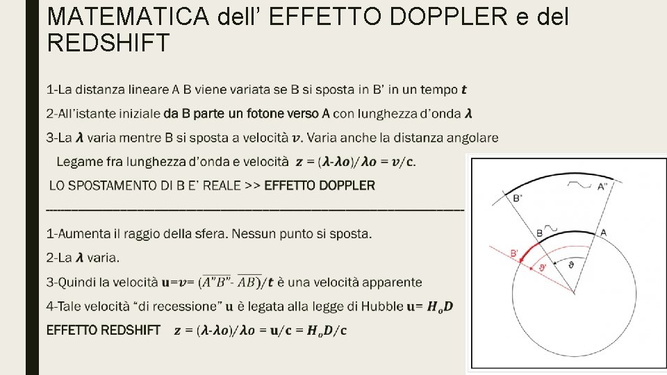 MATEMATICA dell’ EFFETTO DOPPLER e del REDSHIFT ■ 