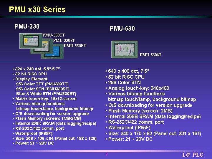 PMU x 30 Series PMU-330 PMU-530 PMU-330 TT PMU-330 ST PMU-330 BT PMU-530 ST