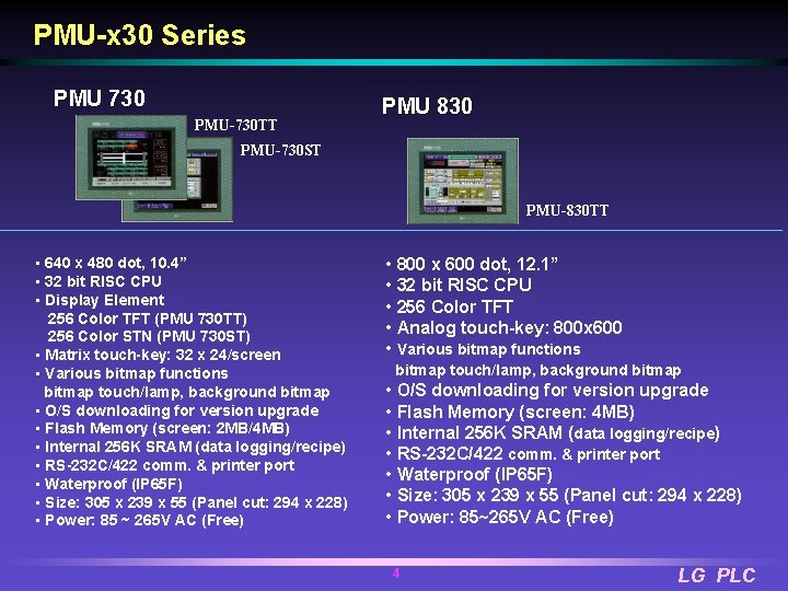 PMU-x 30 Series PMU 730 PMU-730 TT PMU 830 PMU-730 ST PMU-830 TT •