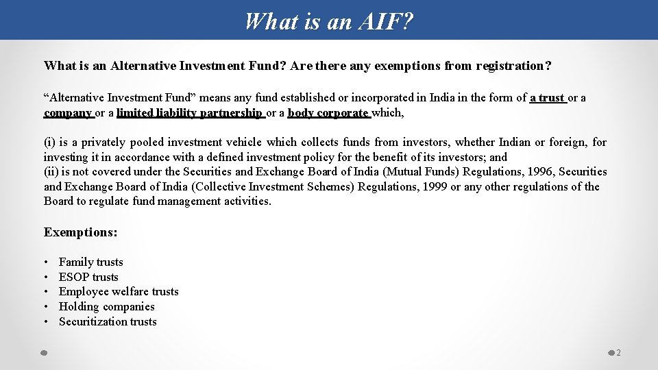 What is an AIF? What is an Alternative Investment Fund? Are there any exemptions