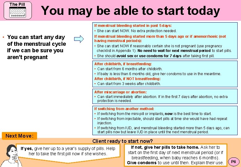 The Pill You may be able to start today • You can start any